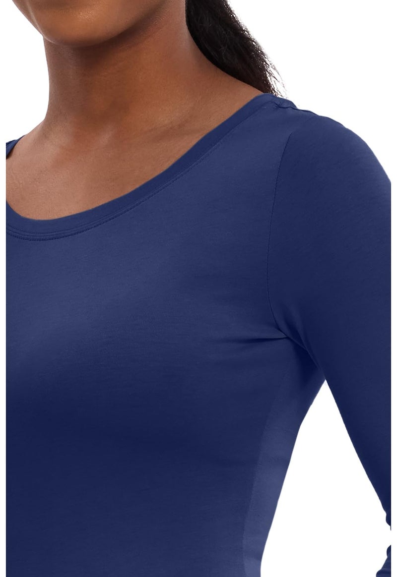 Healing Hands Women's Underscrub Soft Knit Melissa Longsleeve Scrub Tee with Breathable & Easy Care Fabric 5047, L, Navy - Image 3